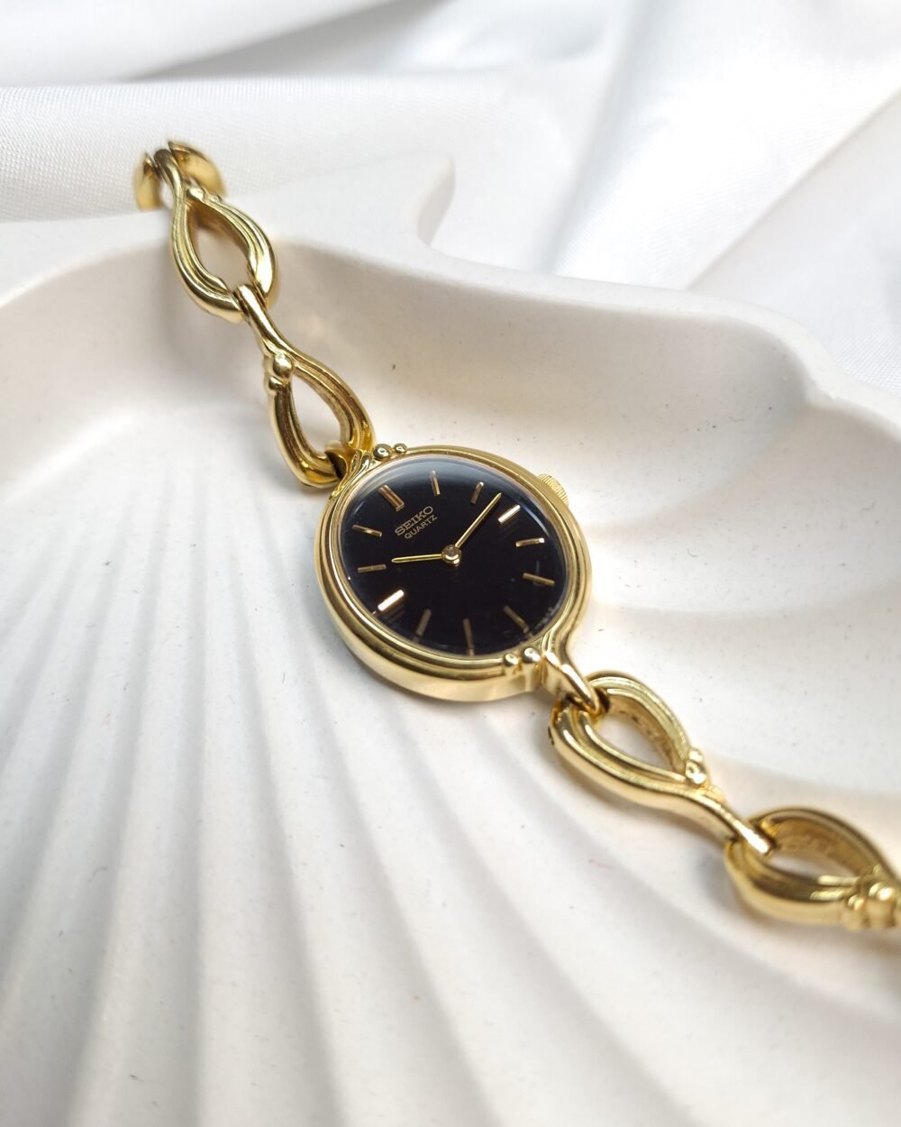 Seiko Black Dial Gold Ladies Watch