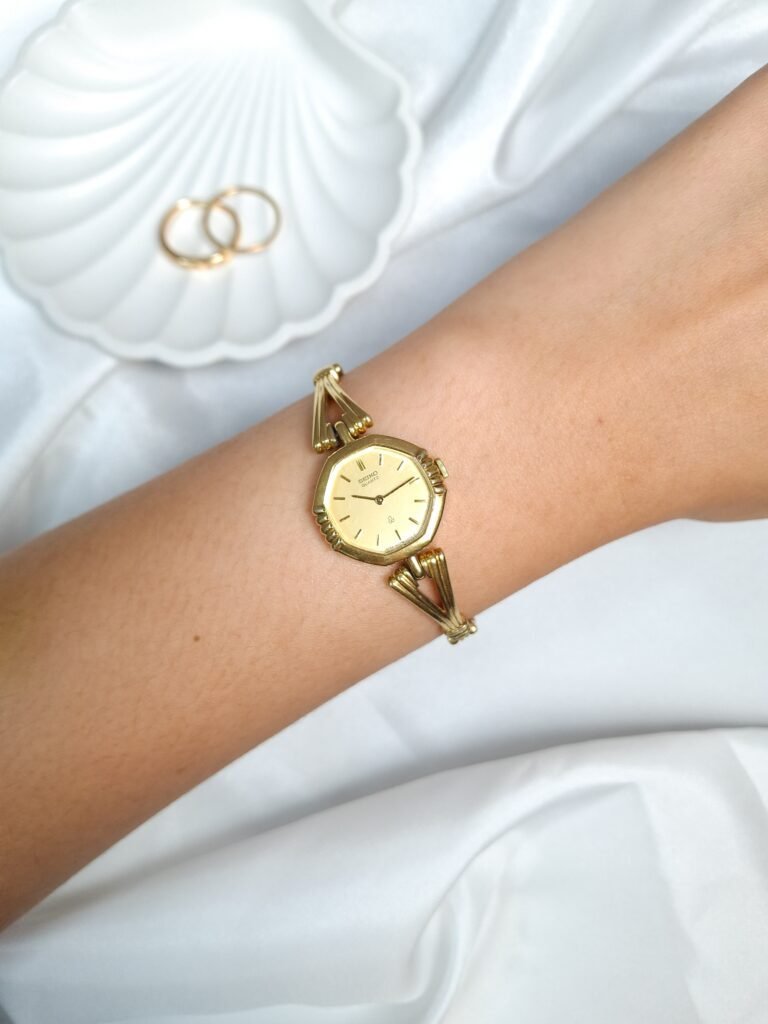 Seiko 1980s Gold Leaf-Link Ladies Watch, foto 2