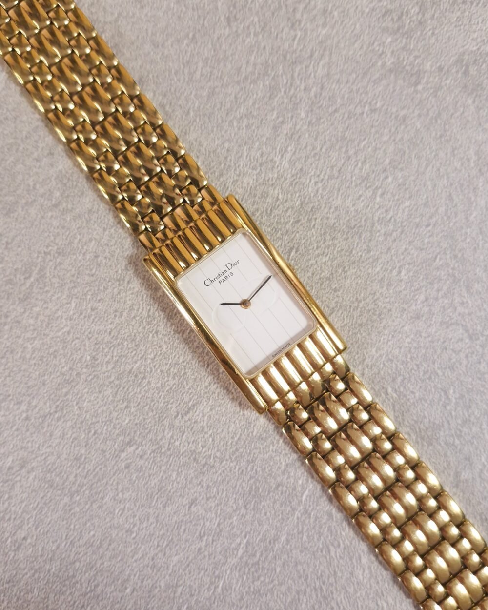Christian Dior Gold-Plated Rectangular Quartz