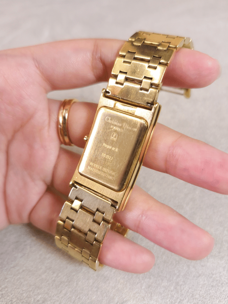 Christian Dior Gold-Plated Rectangular Quartz, foto 4