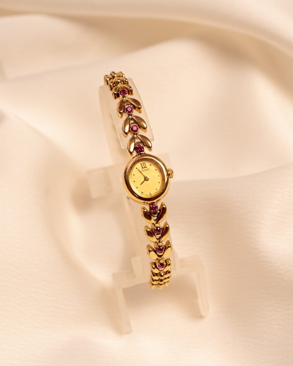 Seiko Gold Leaf Ruby-Accent Bracelet