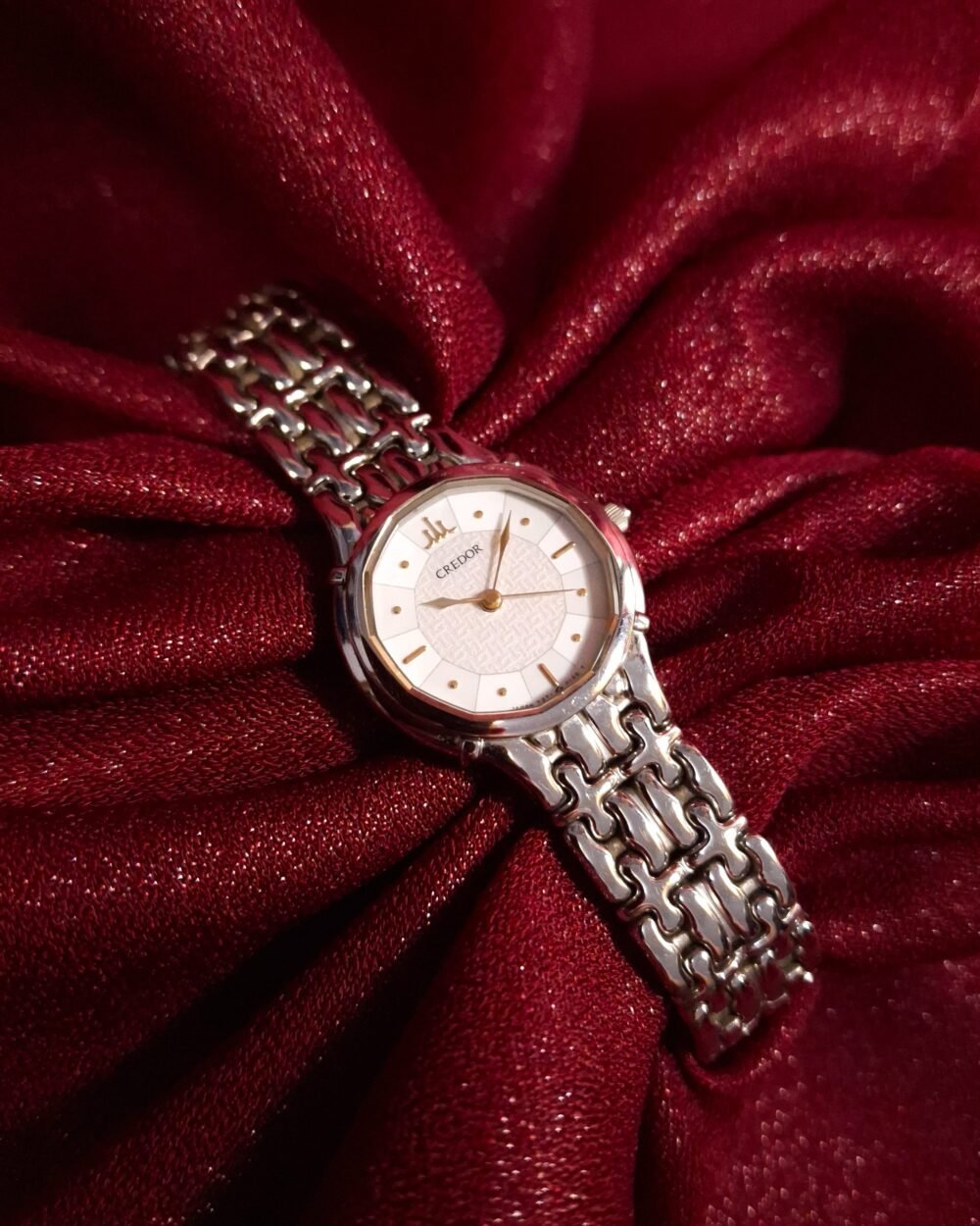 Seiko Credor Silver Textured Dial Bracelet Watch